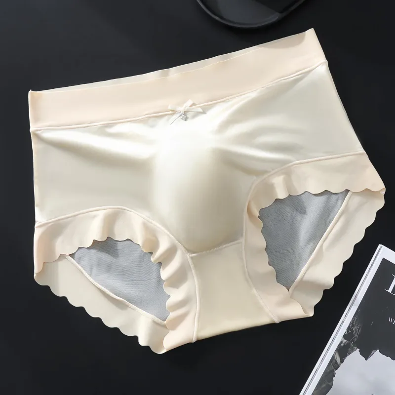 Men's Seamless Ice Silk Briefs 3D Contour Pouch Mid Waist Satin Smooth Scalloped Edge Ultra Thin Male Underwear — image 13