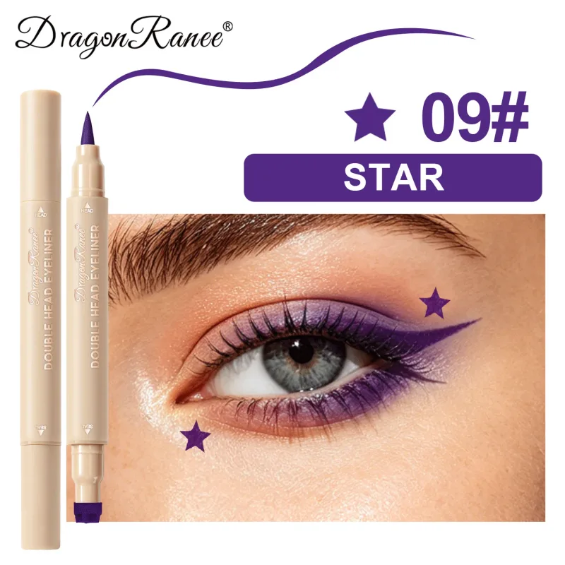 Colorful Liquid Stamp Eyeliner Red Star Heart Butterfly 2 in 1 Eye Liner Pencil Purple Pink Waterproof Eye Template Makeup Tool — image 14