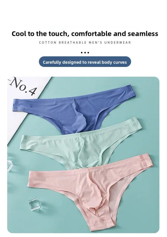 Half Hip Small Triangle Men's Underwear Low Waist Sexy Young Men Ice Silk Seamless Briefs Summer Lightweight Breathable Panties — image 6