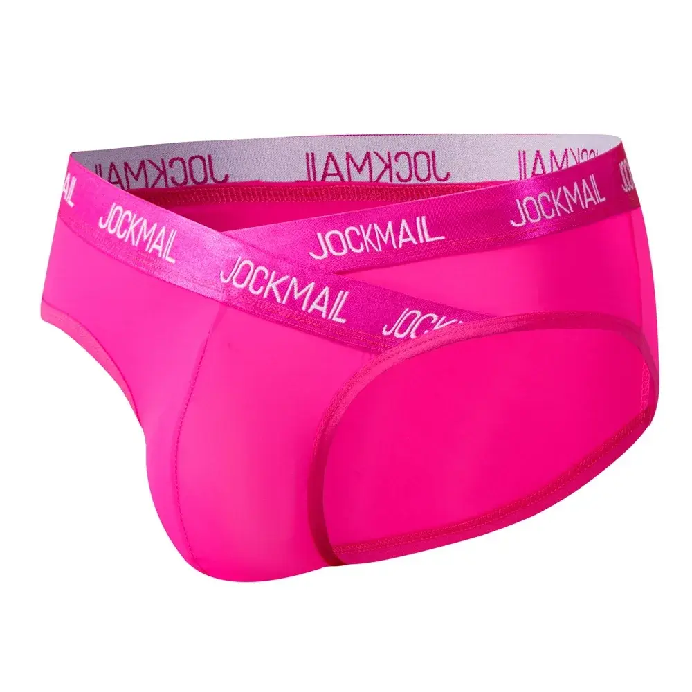 Jockmail Mensชุดชั้นในต่ำเอวเซ็กซี่กีฬาBreathableฤดูร้อนกางเกงผ้าไหมน้ำแข็งกระเป๋าใหญ่ไนลอนสีทึบกางเกงในชาย — image 25