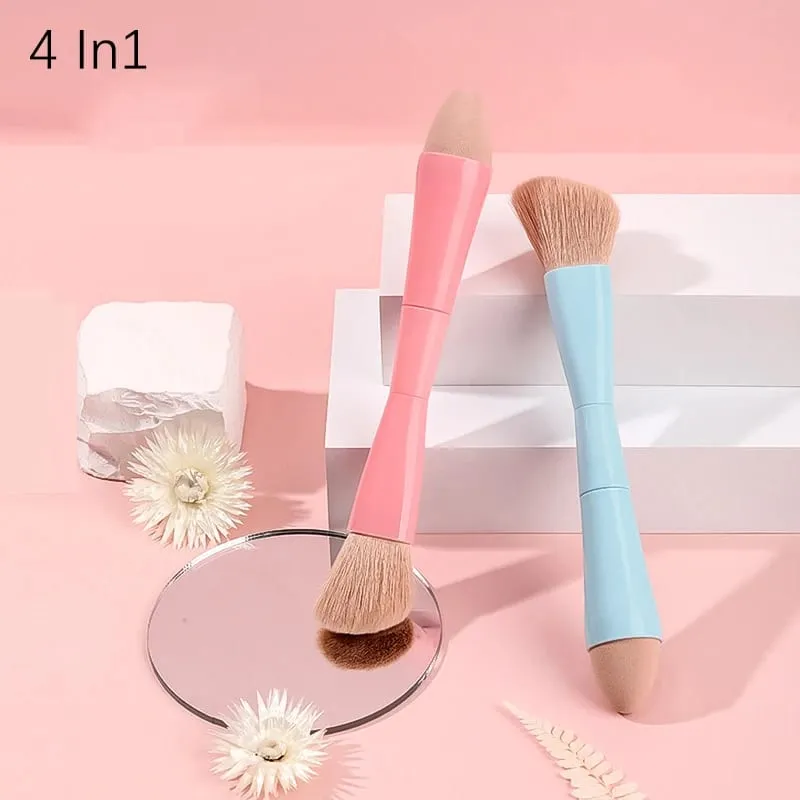 【B】1PC 4 σε 1 Travel Portable Multitasker Beauty Tools Brushes Makeup Αποσπώμενα πινέλα μακιγιάζ σετ μακιγιάζ — image 2