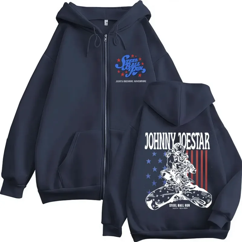 Anime JoJo Bizarre Adventure STEEL BALL RUN Johnny Joestar Zipper Hoodies Männer Frauen Kleidung Zip Up Sweatshirt Jacke Streetwear — image 5