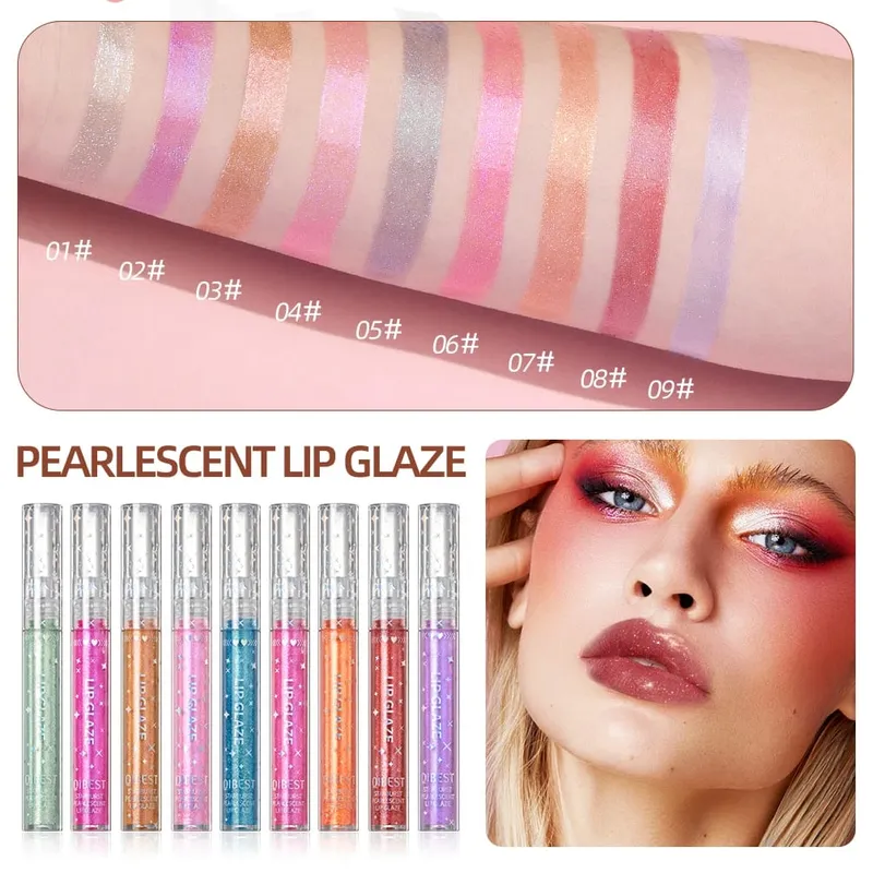 9 τμχ/Σετ Glitter Lip Glaze Liquid Lipstick Set Shine Lip Gloss Κουτί δώρου Φυσική ενυδατική κρέμα αδιάβροχο μακιγιάζ χειλιών — image 5