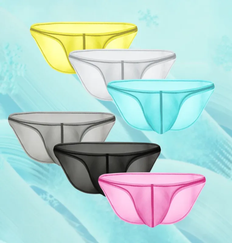 Ropa interior para hombre, bragas triangulares transparentes de seda de hielo delicadas, calzoncillos de cintura baja con personalidad — image 4