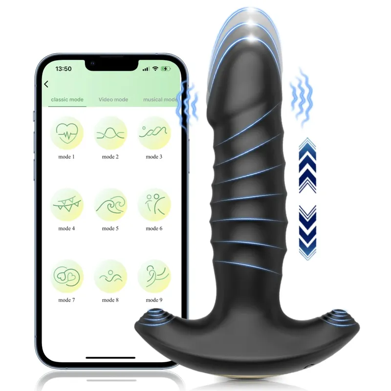 APP Control Vibrator Τηλεσκοπικό δονούμενο πρωκτικό βύσμα τηλεχειριστήριο σεξουαλικό παιχνίδι για ενήλικες Πρωκτικό Dildo Αρσενικό μασάζ προστάτη Πρωκτικό βύσμα