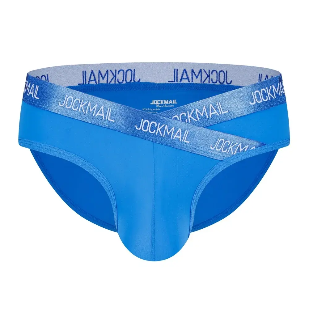 Jockmail Mensชุดชั้นในต่ำเอวเซ็กซี่กีฬาBreathableฤดูร้อนกางเกงผ้าไหมน้ำแข็งกระเป๋าใหญ่ไนลอนสีทึบกางเกงในชาย — image 22