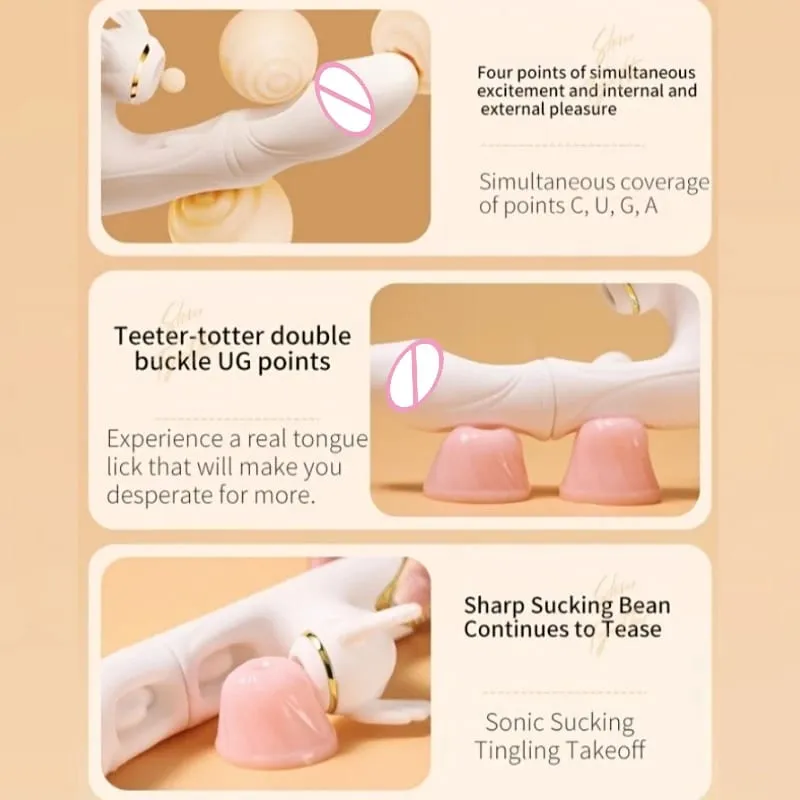 רטט דילדו 4in1 דחף לנשים חימום G Spot Clitoris Stimulator מציצת מכשיר לעיסוי נרתיק צעצועי מין אוננות לנשים — image 6
