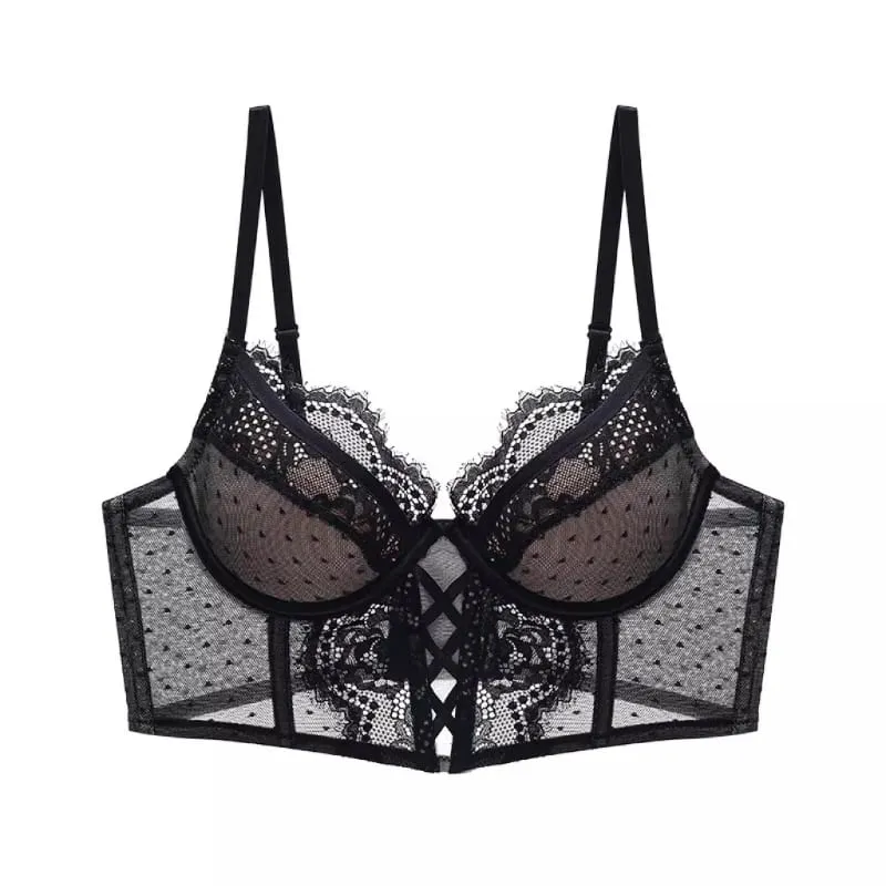 Σετ εσώρουχα γαλλικού τύπου Push Up με δαντέλα Mulher Thin Underwire Σουτιέν Διαφανές Chemise Soft Petite Μικρό μπούστο S-XL Petite Elegance — image 6