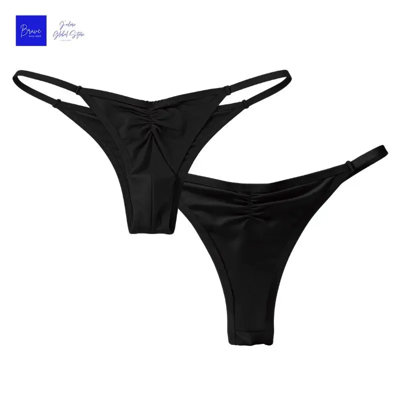 1 Piece Men's Sexy Thong - High Slit Ruched Semi-transparent Ice Silk Fabric Breathable No-Stick Casual Daily Men Underwear — image 3
