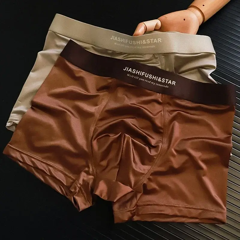 4 Pcs/Lot Breathable Men's Fiber Boxing Briefs, Comfortable Breathable Underwear, Medium Stretch Knit Fabric, Solid Color — image 2