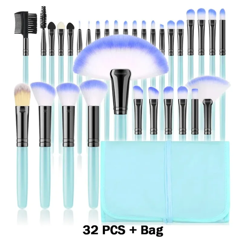 סט מברשות איפור חדש 10/32 יחידות Soft Fluffy Powder Foundation Contour סומק קונסילר צלליות מיזוג סימון כלי יופי