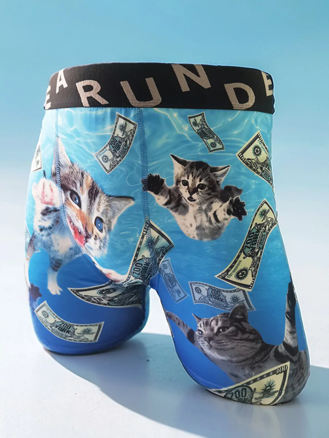 Fashion Men's 3D Cat Printed Funny Pattern Tilament Pants Breathable and Comfortable Fast Dry Sport Boxers Briefs Plus Size — image 1