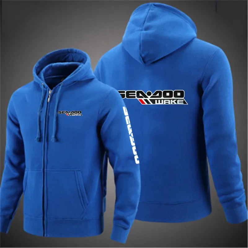 Sea Doo Seadoo Moto 2023 masculino novo mangas compridas algodão cor sólida zíper casais com capuz moletom personalizado tops elegantes