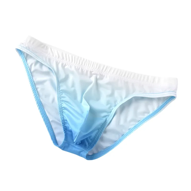 Ice Silk Mens Briefs Underwear With Gradient Color Pouch Breathable Sexy Bikini Slips Low Waist Male Butt-lifting Panties Cuecas — image 8