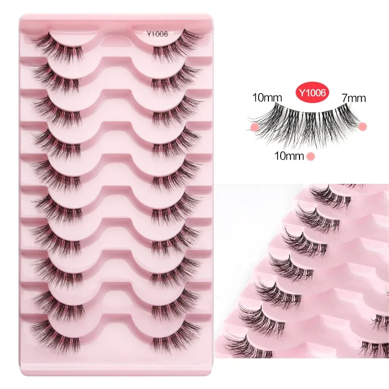 Half Lashes Cat Eye Lashes 3D Natural Finged End Eye Elong Lashes Fox Eye Lashes Faux Mink Lashes Μακιγιάζ — image 11
