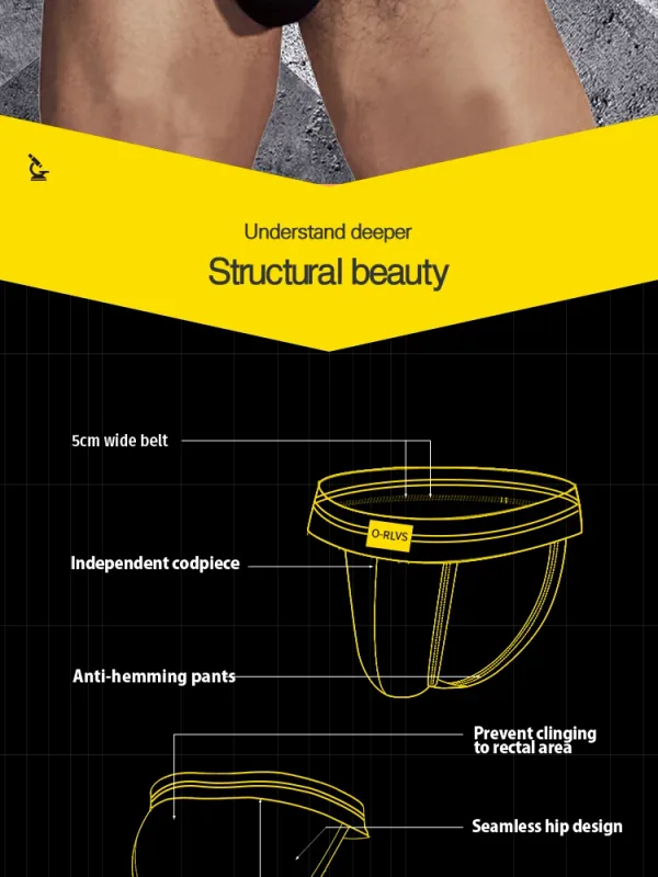 Mga Brief Panlalaking Seamless Hip Design Mens Underwaer Super Large Wide 5cm Elastic Band Independent Codpiece Boy Short Pants — image 8