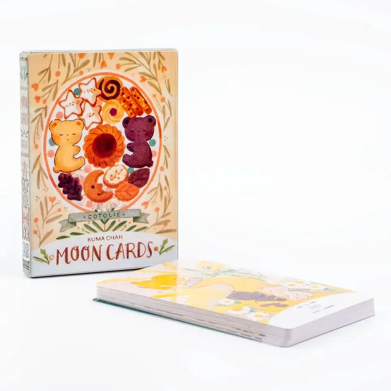 Cotolie KUMACHAN MOON CARDS 24 Pcs Deck Αγγλική Έκδοση Adorable Bear Oracle Cards Επιτραπέζιο παιχνίδι για οικογενειακό πάρτι 10,4*7,4 cm