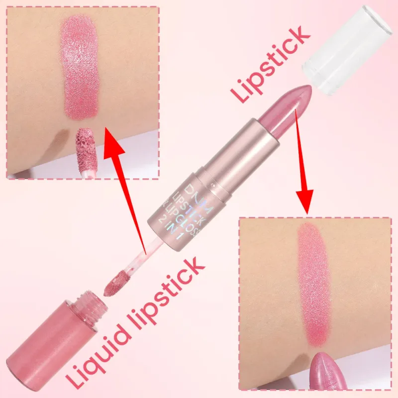 DNM Double Headed Mate Lipstick and Lip Gloss Μακιγιάζ μακράς διαρκείας 2 σε 1 Stick Moisturizing Lipgloss Tint Cosmetics Lip Stain — image 4