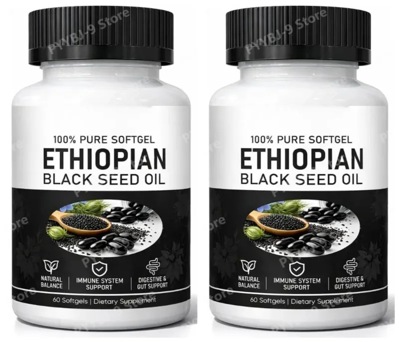 Softgels de óleo de semente preta etíope 800 mg cápsulas de extrato de ervas prensadas a frio, suporte diário de equilíbrio de bem-estar, não OGM, 60 contagens — image 7
