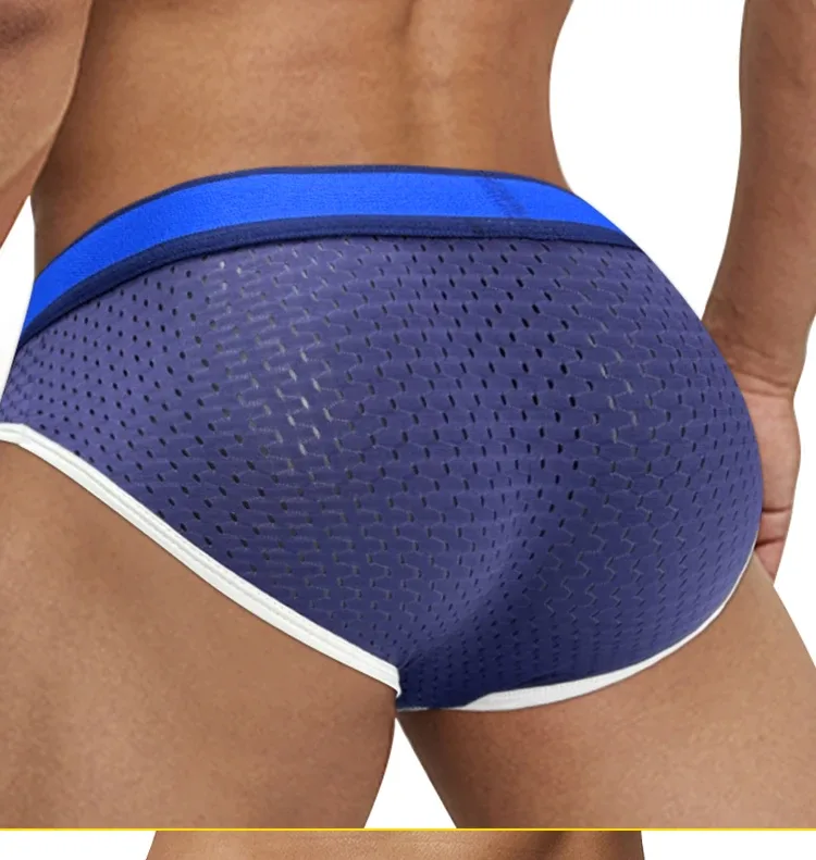 Men's Low Waist Slimming Mesh Briefs U Convex Pouch Elastic Waistband Breathable Colorful Jockstrap Underwear — image 24