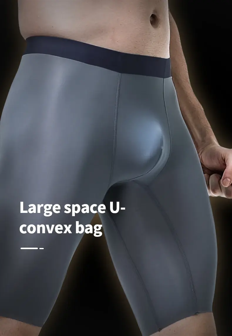 Men's sports underwear for summer, ice silk, quick-drying, extended, anti-friction legs, loose four-corner short underpants