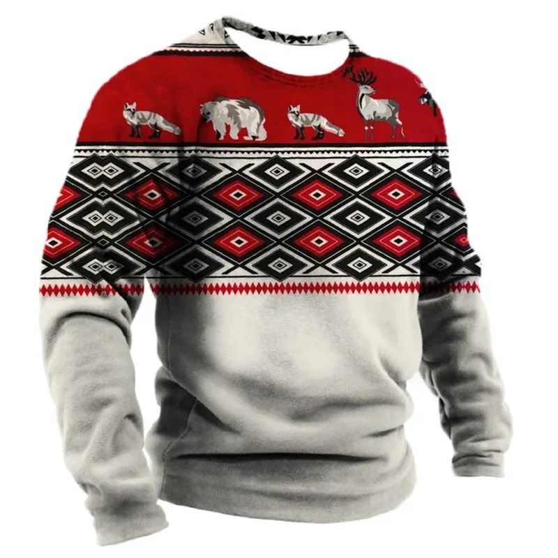 Vintage Ethnic Style Graphic Sweatshirts Spring Autumn Fashion Casual Long Sleeve 3D Printed Tops Loose Streetwear Mens Clothing — image 3