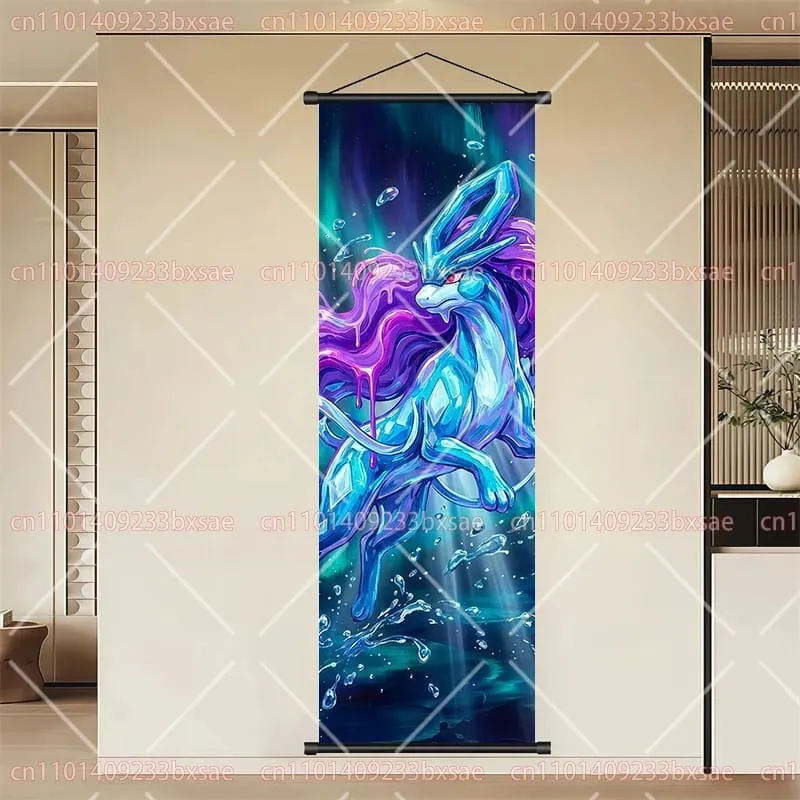Pokémon Anime HD Scroll Painting Eevee Pikachu Suicune Charizard Mewtwo Διακόσμηση τοίχου με φόντο αφίσα Παιδικό δώρο — image 9