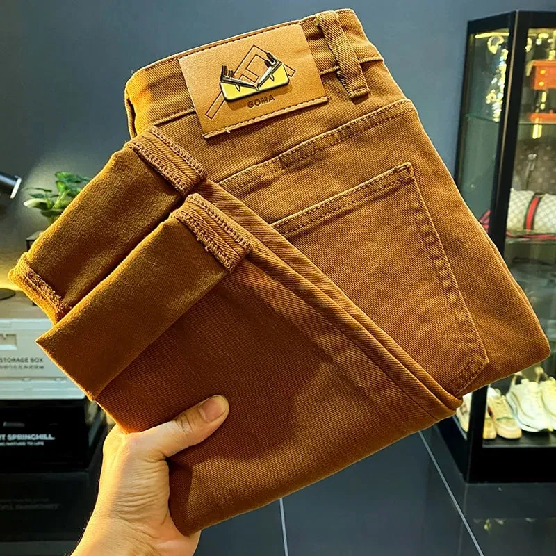 Men jeans 2024 new autumn fashion high-end affordable luxury stretch fitted all-match casual trendy denim long pants — image 5