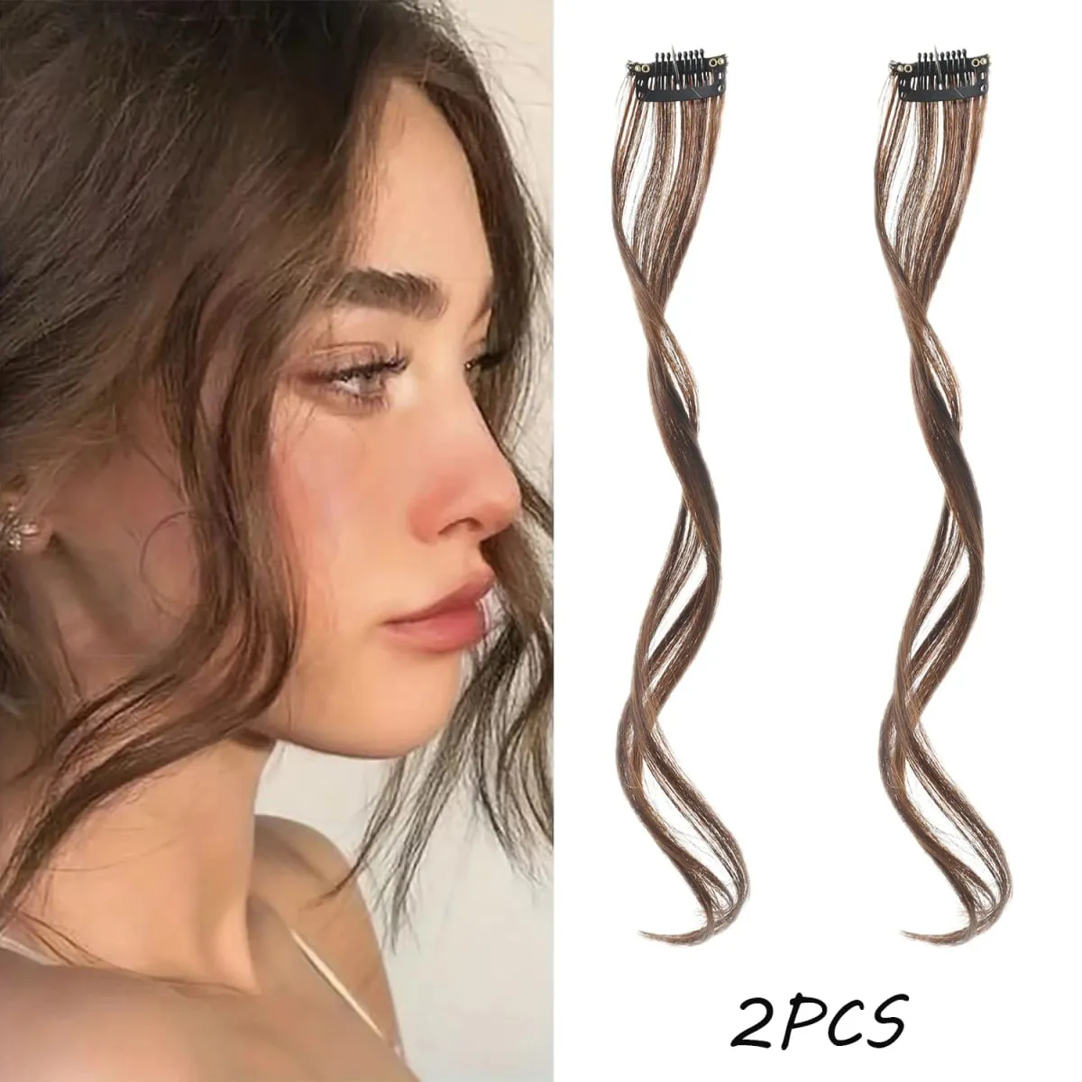 2 PC פוני סינתטי פאה תוספות שיער שיער מתולתל צד קדמי ארוך גלי בלוני פוני עם קליפס שוליים בלתי נראה מזויף חי — image 9