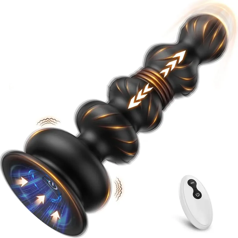 Thrusting Anal Beads Prostate Massager Anal Vibrator Toys Butt Plug Trainer Vibrating Thrusting Sex Toys for Men Women Adult
