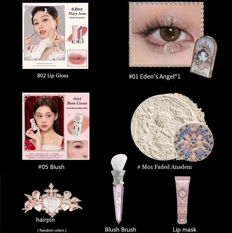 Συλλογή Flower Know Little Angel Κουτί δώρου Μακιγιάζ Eyeshadow Blush Cream Matte Lipstick Highlighter Full Kit All In One — image 10