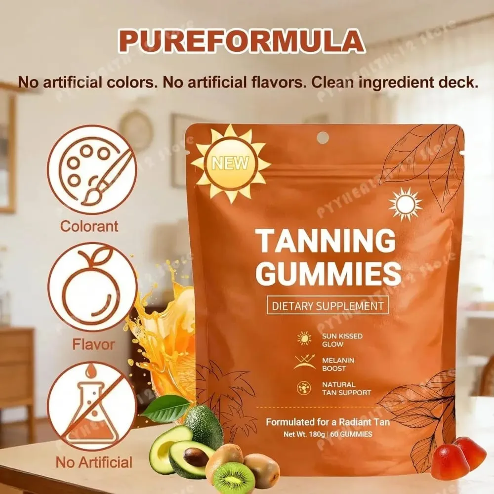 Γυναικείο μαύρισμα Gummies για γυναίκες Χωρίς Sunless Bronzing Glow Υποστήριξη Vegan Χωρίς Ζάχαρη, Μη ΓΤΟ Ασταξανθίνη & Λυκοπένιο 60 Αριθμός — image 4