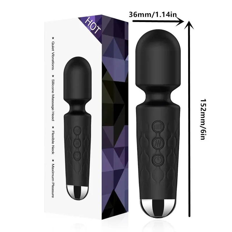 20 Speeds Magic Wand Vibrator G-Spot Clitoral Stimulator Επαναφορτιζόμενο αδιάβροχο μασάζ σεξ παιχνίδι για γυναίκες