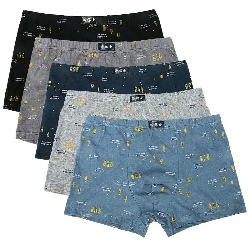 5Pcs/Lot Boxers Men’S Underwear Men's Cotton Boxer Shorts Men’S Boxer Pants Four Corners Loose Breathable Comfortable Shorts