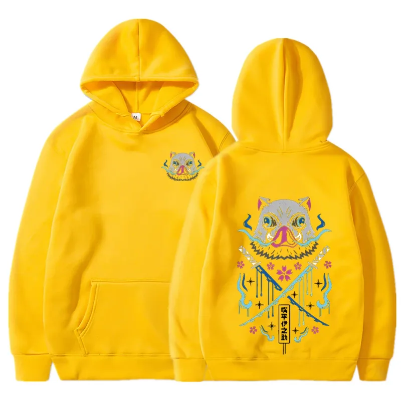 Felpe con cappuccio Anime Inosuke Uomo Donna Kimetsu no Yaiba Felpe Manga Kawaii Harajuku gotico Pullover con cappuccio Casual Streetwear — image 14