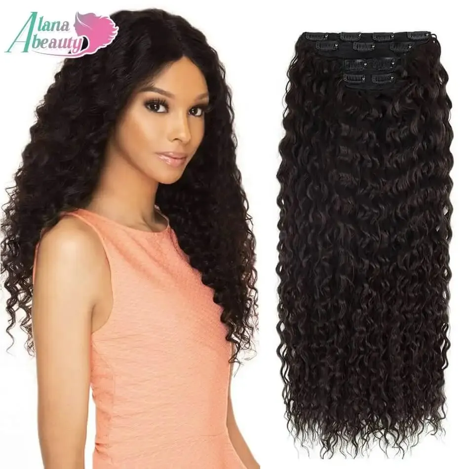 Alana 28inch Synthetic Long Water Curly Clip In Hairpieces Hair Extensions Kinky Curly Clip-in Hair Heat Resistant Organic Fiber