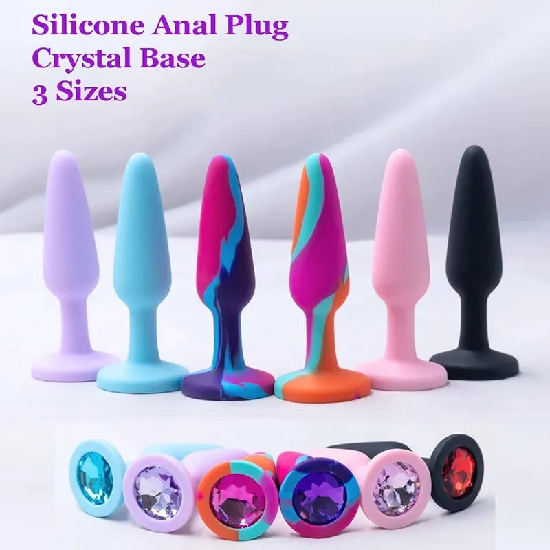 Silicone Anal Plug for Woman 3 Sizes Butt Plug Crystal Base Sex Toys Anal Toys Sex Stopper Adult Toys Anal Trainer for Couples