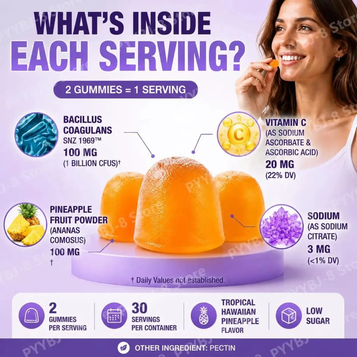 Acentiallabs Vaginal Health Gummies με Bacillus Coagulans και βιταμίνη C Υποστηρίζει την άμυνα του ανοσοποιητικού και το PH Balance 60 Gummies