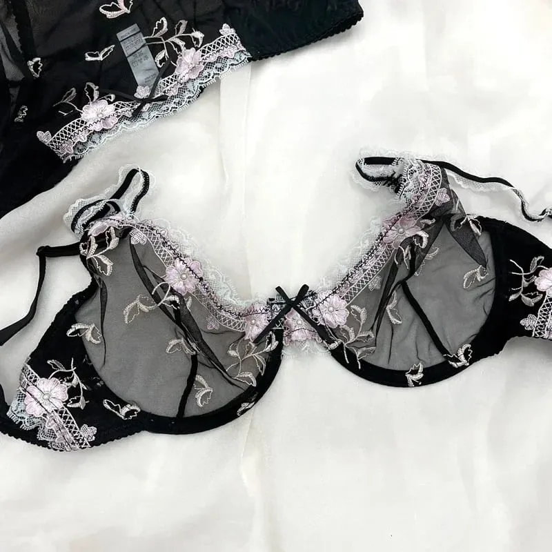 Κέντημα δαντέλα Push-Up Σετ σουτιέν Full Bust Petite Ρυθμιζόμενη Στήριξη Ανύψωσης Αντι-Χαλαρώματος Αναπνεύσιμα σέξι εσώρουχα για γυναίκες — image 10