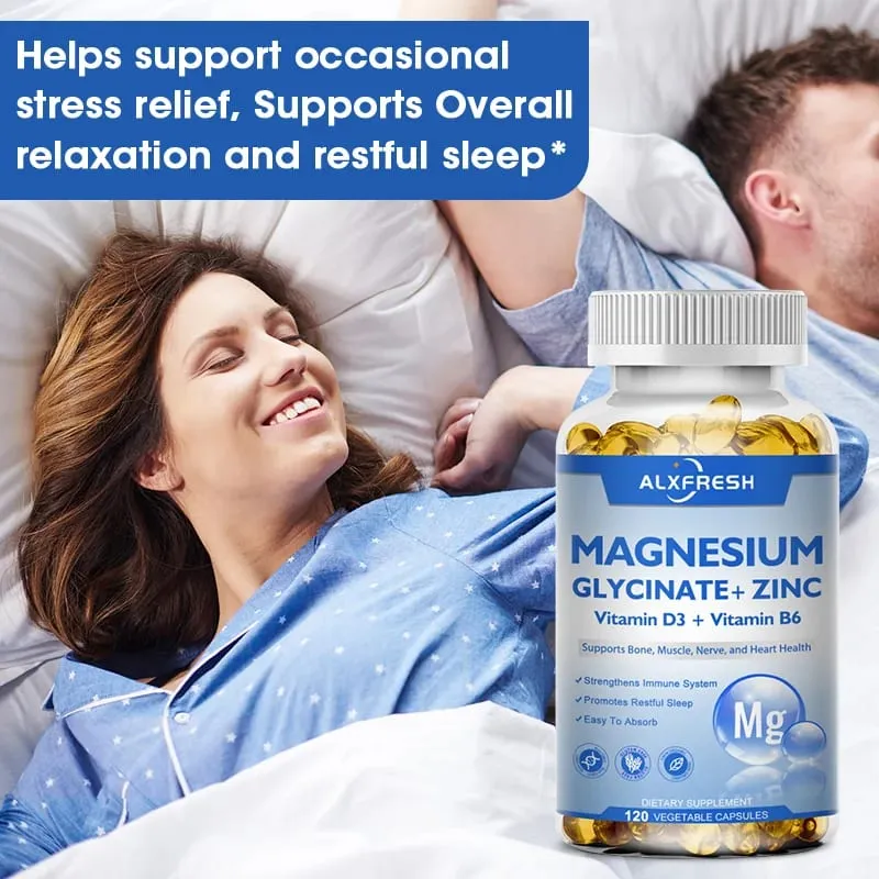 Alxfresh Magnesium Complex Capsules High Absorption Bone Muscle Brain Health Supplement Aids Sleep Stress & Anxiety Relief