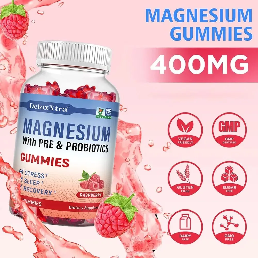 Συμπλήρωμα κιτρικού μαγνησίου Gummies με πρεβιοτικά και προβιοτικά για ύπνο και αποκατάσταση του στρες - Vegan χωρίς γλουτένη, μη ΓΤΟ — image 7