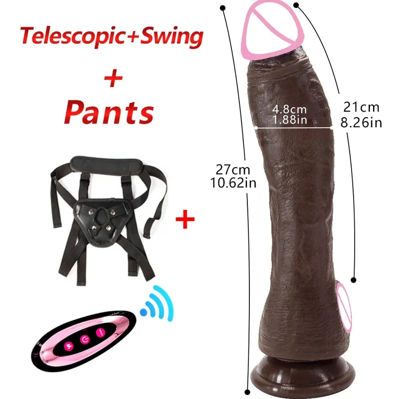 Μαύρος xxxL Τηλεσκοπικός δονούμενος δονητής Dildo Θέρμανση με ώθηση Dildo Sex Toy Πρωκτικό σημείο G Δόνηση για γυναίκες — image 7