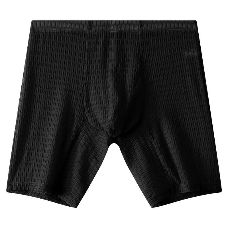 Men's Waffle Texture Boxy Underwear Extended Boxer Briefs Mid Rise Sheer Mesh Flirtatious Casual Athletic Sports Trunks Knickers — image 7