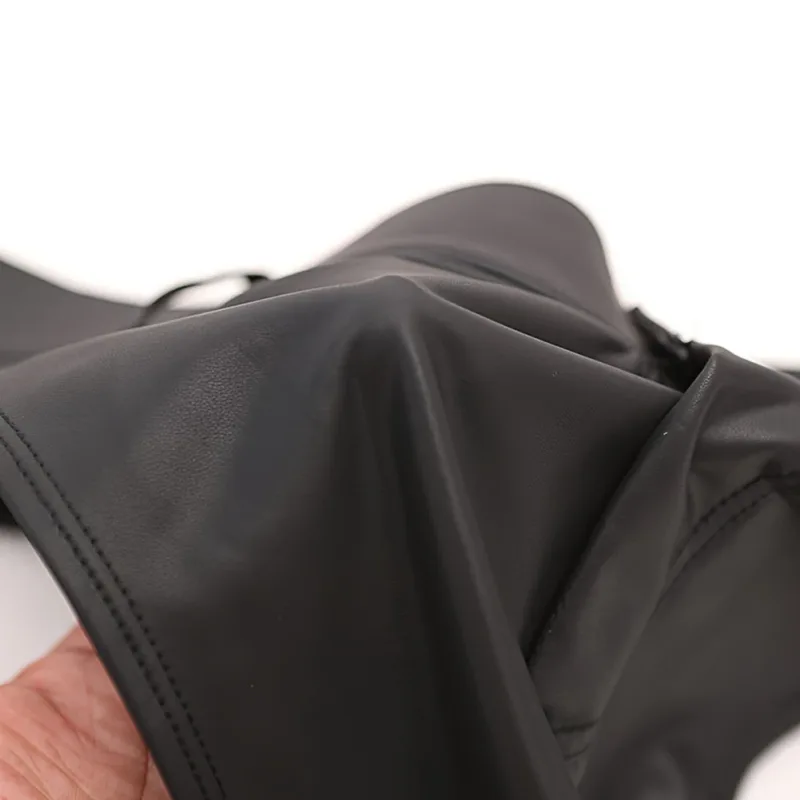 Men Faux Leather Shorts Thongs Button T Crotch Low Rise Very Hot Lingerie Sissy G-String T-Back Brief Underwear Men's Clothing — image 8
