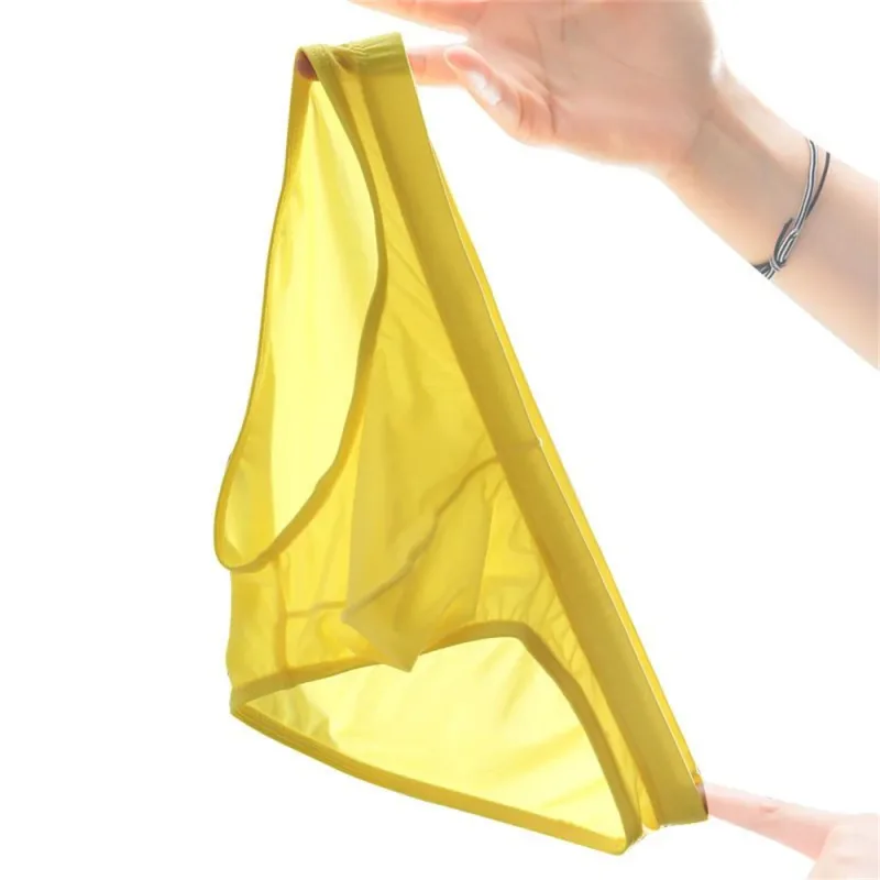 Plus Size M-4XL Man Ice Silk U Pouch Briefs Low Waist Translucent Nylon Underwear One-piece Sexy Ultra-thin Male Underpants — image 5