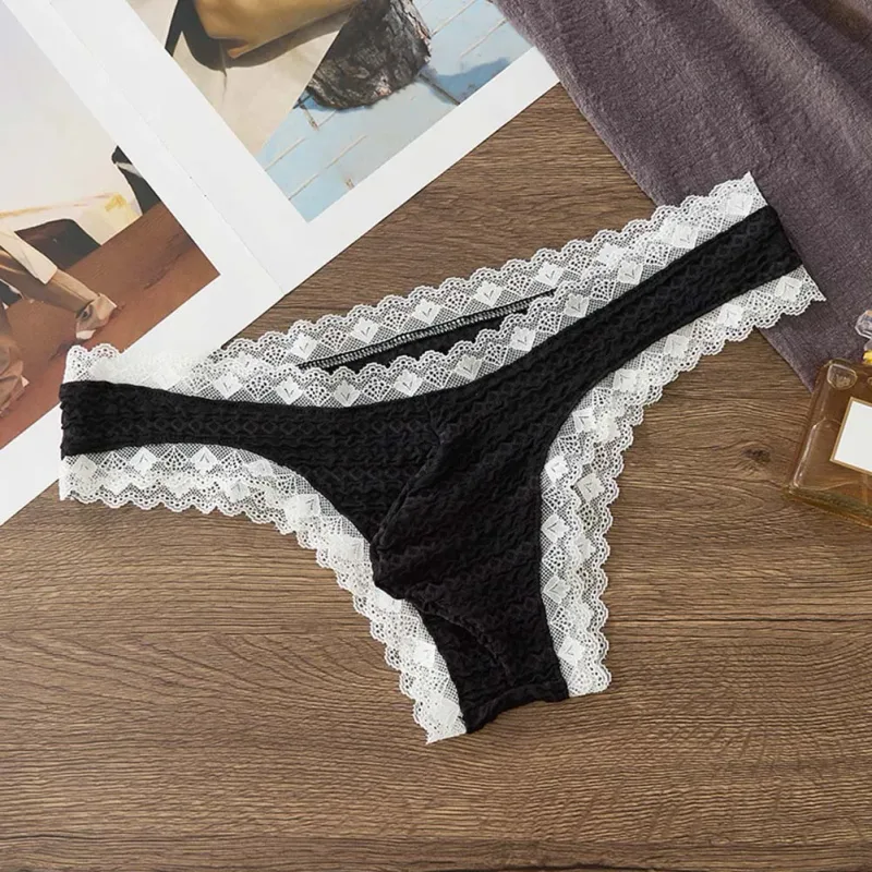 Men's Sexy Lace Briefs Underwear Bulge Pouch Very Hot Lingerie Low Waist Bikini Sexy Accessories Hot Underpant Unisex Panties — image 3