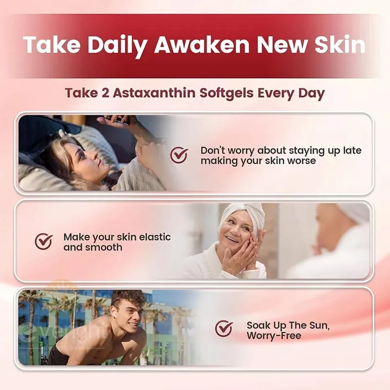 Astaxanthin 24mg – Potent Antioxidant for Skin Eyes & Immune Health – 10-in-1 with Lycopene Grape Seed Vitamin E & Zinc