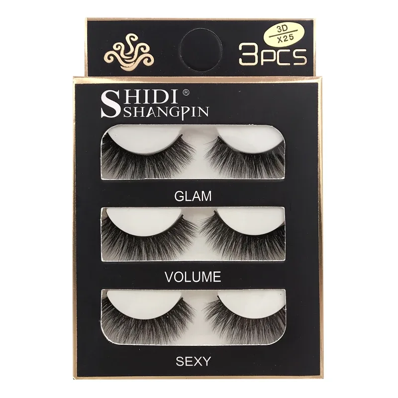 Faux Cils 3 זוגות ריסים מלאכותיים טבעיים ארוכים 3D מינק ריסי מינק רכים רכים מלוכלכים בעבודת יד ריסים מזויפים כלי איפור עיניים Maquiagem — image 14