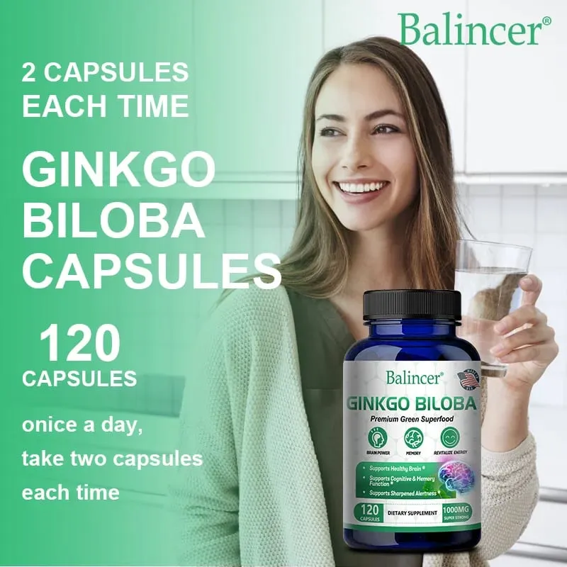Ginkgo Biloba Extra Strength 1000mg ανά μερίδα - Υποστηρίζει τη λειτουργία του εγκεφάλου και την υποστήριξη της μνήμης 120 χορτοφαγικές κάψουλες — image 6