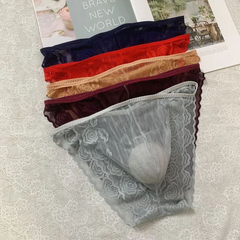 Men Seamless Lace Extreme Men's Panties Mesh Sheer Very Hot Lingerie Gay Sissy Bulge Pouch Bikini Briefs Underwear Underpants — image 8